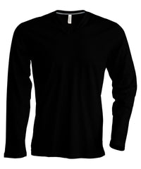 Kariban Men's Long-sleeved V-neck T-shirt - Black