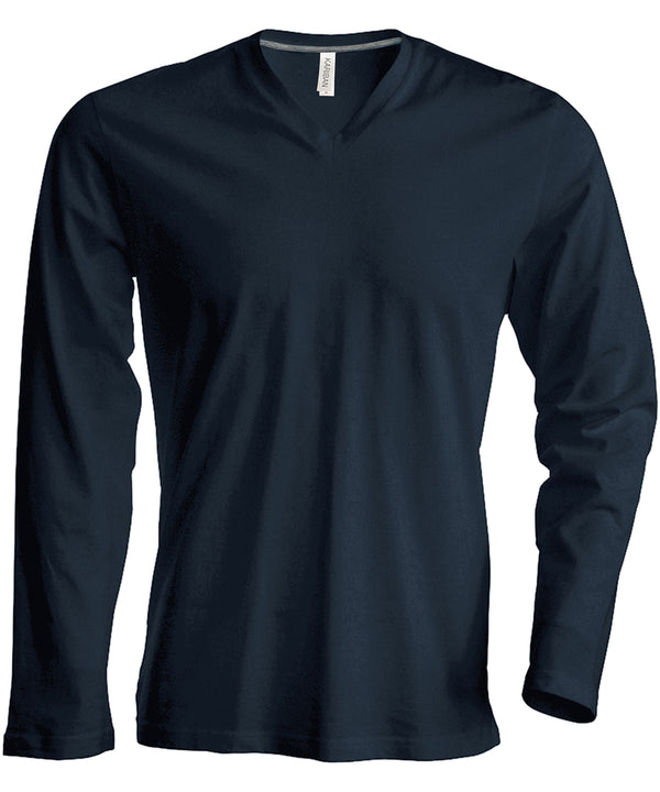 Kariban Men's Long-sleeved V-neck T-shirt - Dark Grey