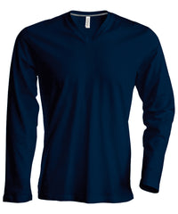 Kariban Men's Long-sleeved V-neck T-shirt - Navy