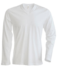 Kariban Men's Long-sleeved V-neck T-shirt - White