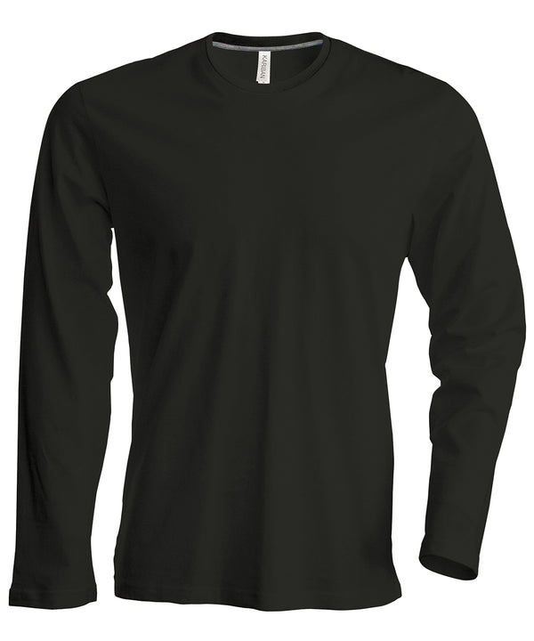Kariban Men's Long-sleeved Crew Neck T-shirt - Black