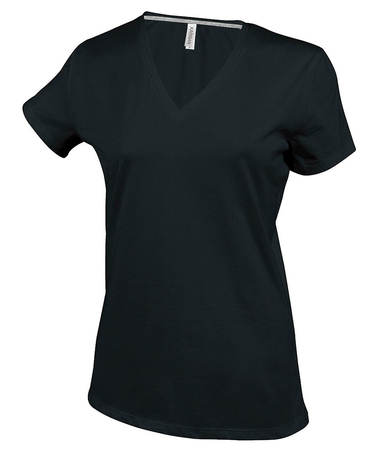 Kariban Ladies' Short-sleeved V-neck T-shirt - Black