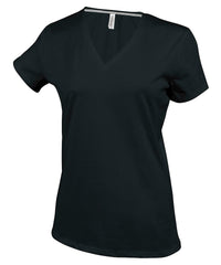 Kariban Ladies' Short-sleeved V-neck T-shirt - Black
