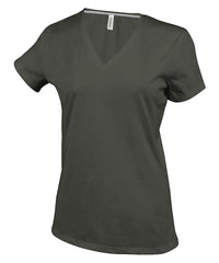 Kariban Ladies' Short-sleeved V-neck T-shirt - Khaki