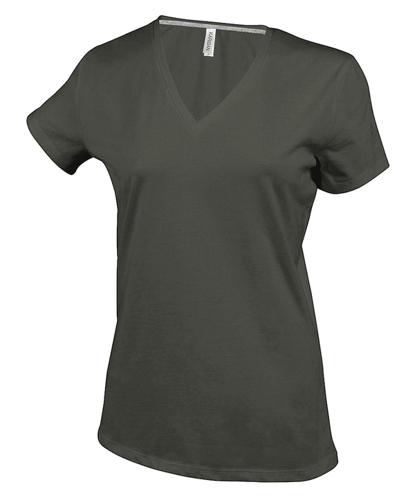 Kariban Ladies' Short-sleeved V-neck T-shirt - Khaki