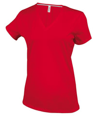 Kariban Ladies' Short-sleeved V-neck T-shirt - Red