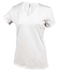 Kariban Ladies' Short-sleeved V-neck T-shirt - White
