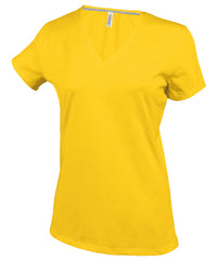 Kariban Ladies' Short-sleeved V-neck T-shirt - Yellow