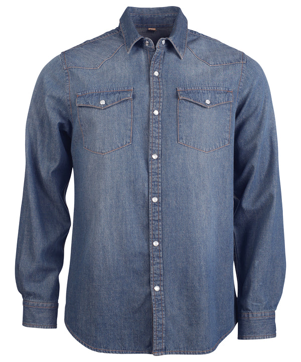Kariban Men's Long-sleeved Denim Shirt - Blue Jean