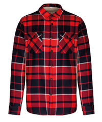 Kariban Sherpa-lined Checked Shirt Jacket - Red/Navy