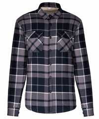 Kariban Sherpa-lined Checked Shirt Jacket - Storm Grey/Navy