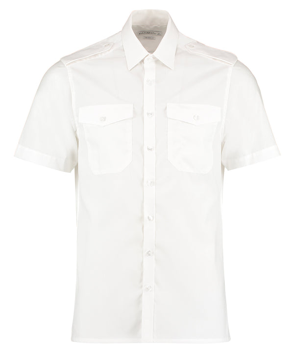 Kustom Kit Pilot Shirt Short-sleeved (tailored Fit) - White