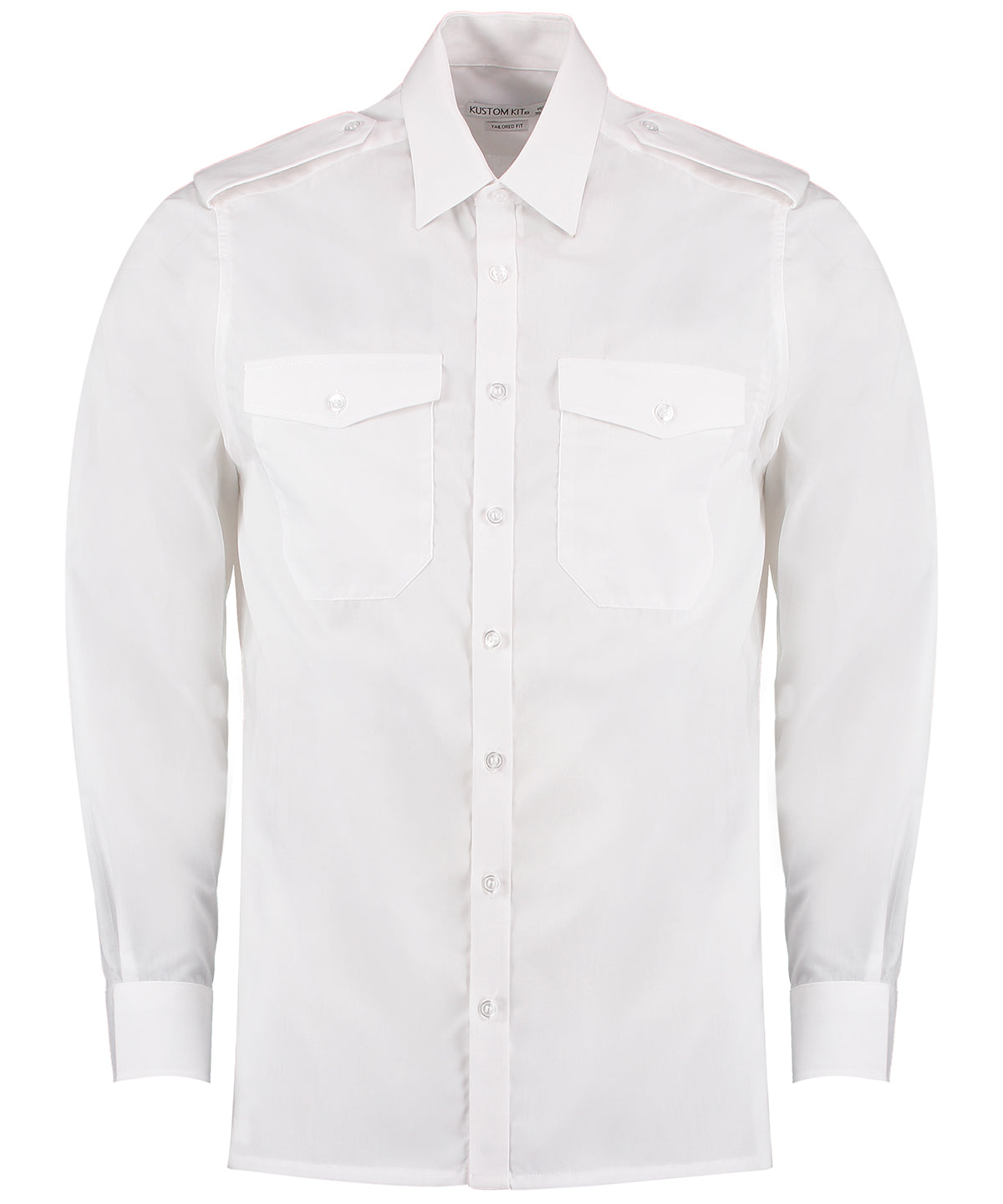 Kustom Kit Pilot Shirt Long Sleeved - White