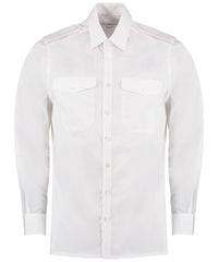 Kustom Kit Pilot Shirt Long Sleeved - White