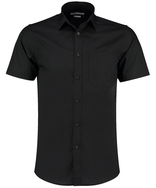 Kustom Kit Poplin Shirt Short-sleeved (tailored Fit) - Black*