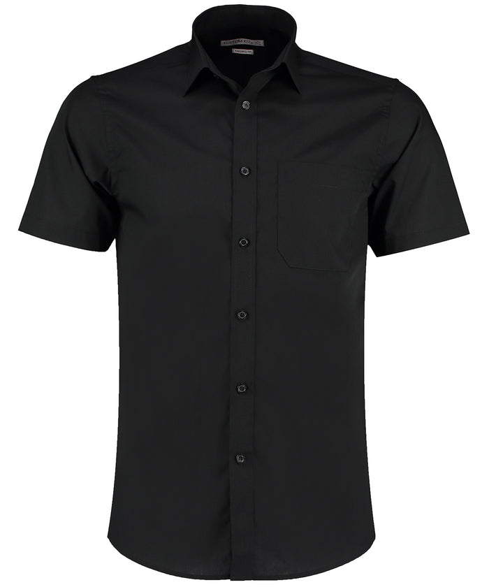 Kustom Kit Poplin Shirt Short-sleeved (tailored Fit) - Black*