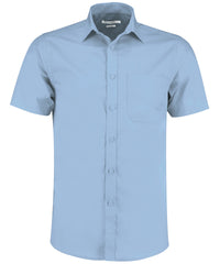 Kustom Kit Poplin Shirt Short-sleeved (tailored Fit) - Light Blue