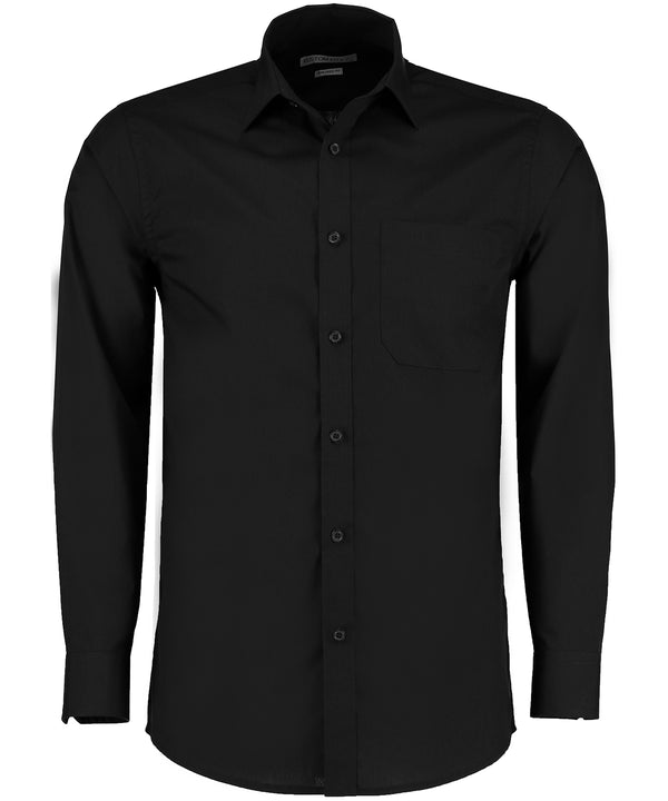 Kustom Kit Poplin Shirt Long-sleeved (tailored Fit) - Black*