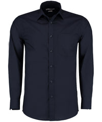 Kustom Kit Poplin Shirt Long-sleeved (tailored Fit) - Dark Navy