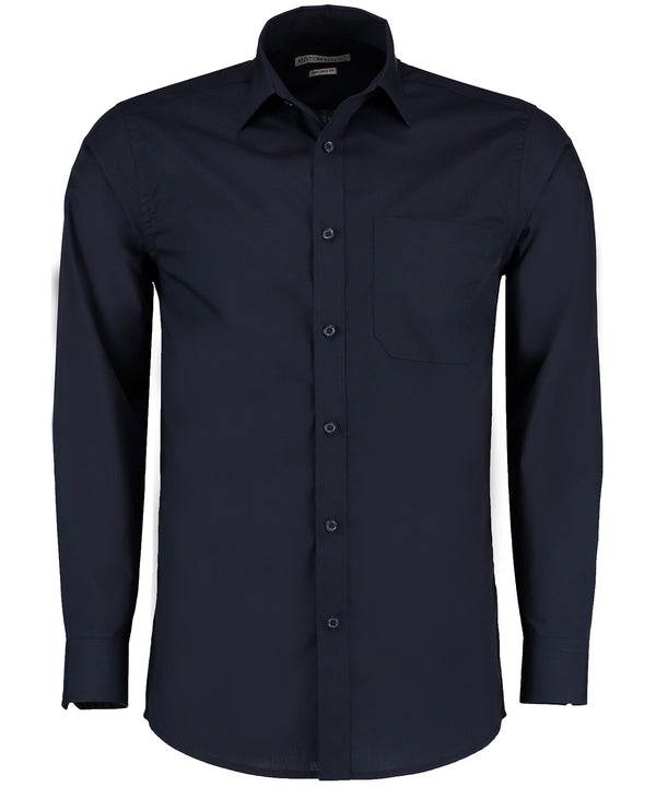 Kustom Kit Poplin Shirt Long-sleeved (tailored Fit) - Dark Navy