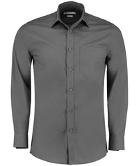 Kustom Kit Poplin Shirt Long-sleeved (tailored Fit) - Graphite