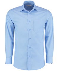 Kustom Kit Poplin Shirt Long-sleeved (tailored Fit) - Light Blue