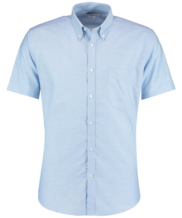 Kustom Kit Slim Fit Workwear Oxford Shirt Short Sleeve - Light Blue