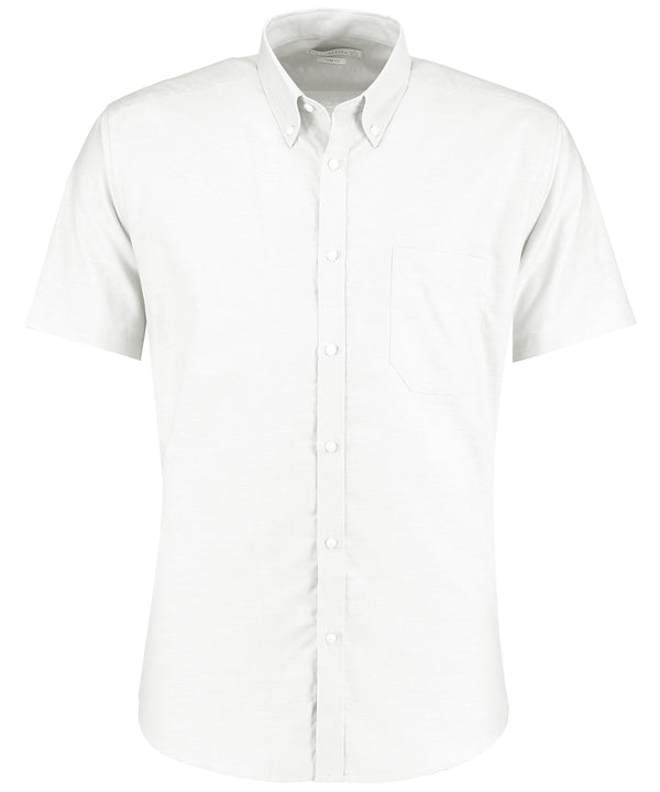 Kustom Kit Slim Fit Workwear Oxford Shirt Short Sleeve - White