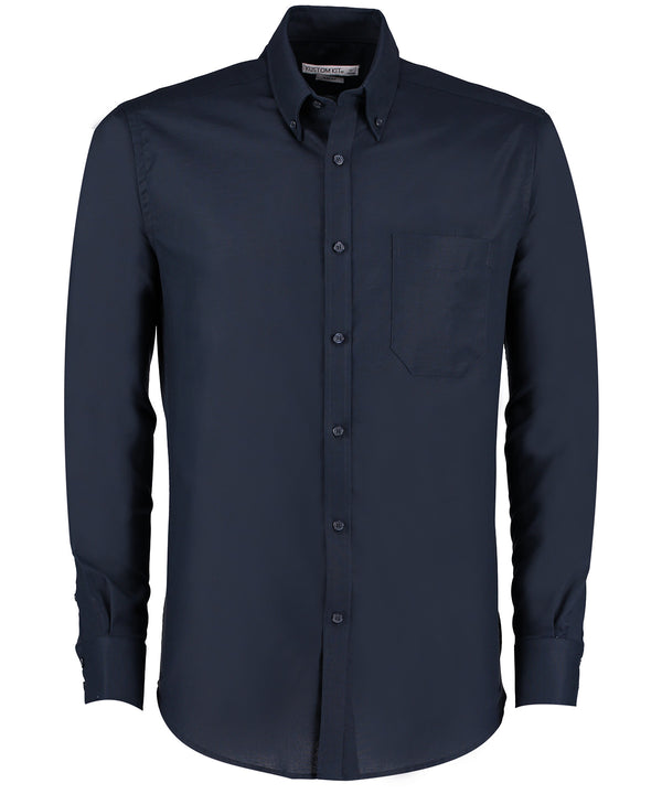 Kustom Kit Slim Fit Workwear Oxford Shirt Long-sleeved (slim Fit) - Navy