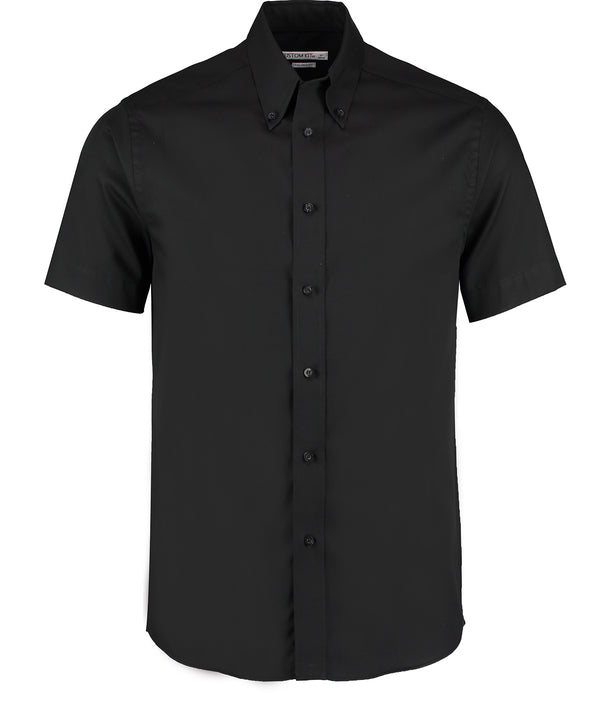 Kustom Kit Premium Oxford Shirt Short-sleeved (tailored Fit) - Black