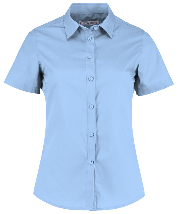 Kustom Kit Women's Poplin Shirt Short Sleeve - Light Blue