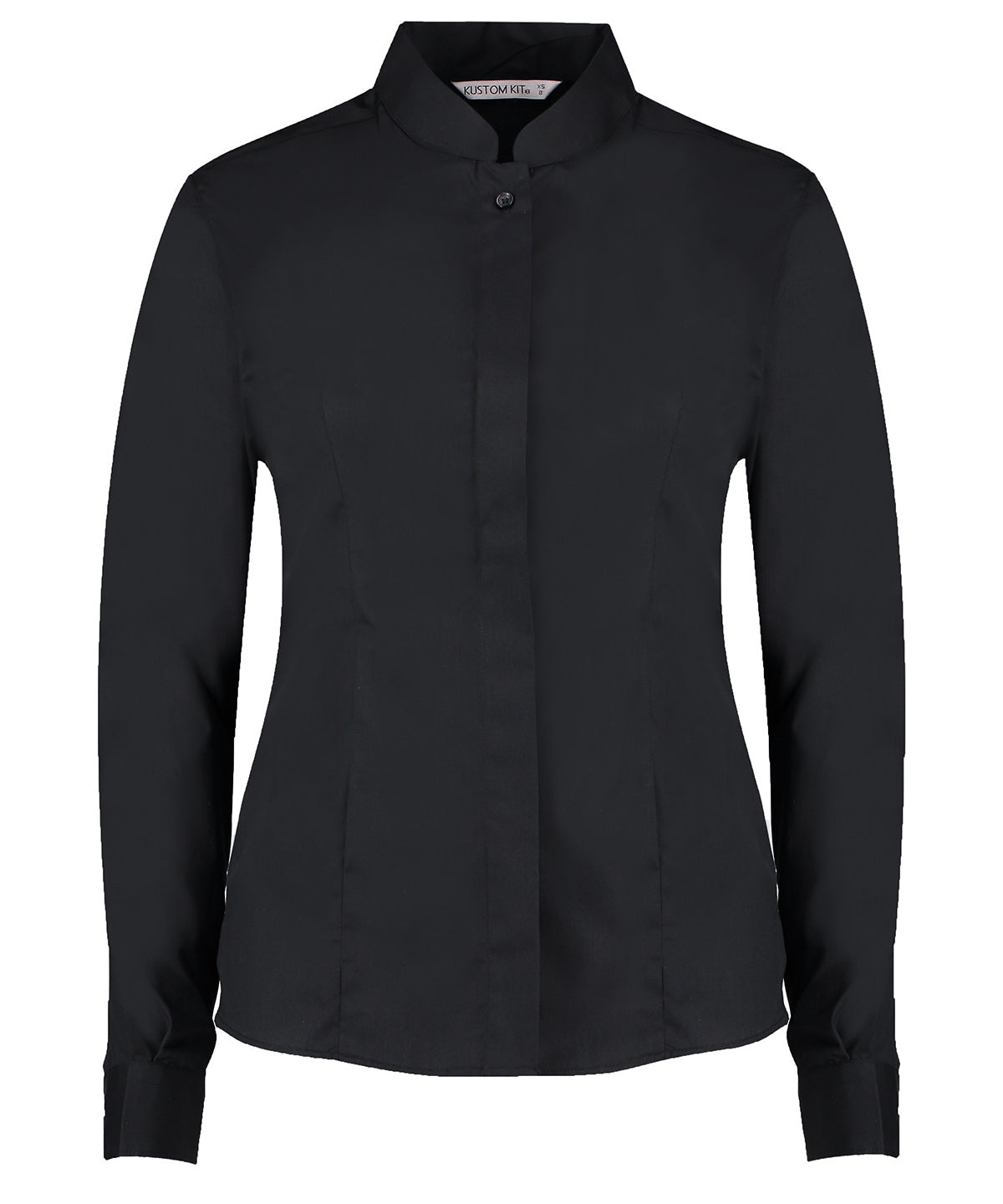 Kustom Kit Women's Mandarin Collar Shirt Long-sleeved (tailored Fit) - Black