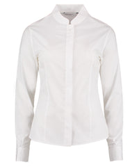 Kustom Kit Women's Mandarin Collar Shirt Long-sleeved (tailored Fit) - White