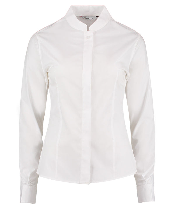 Kustom Kit Women's Mandarin Collar Shirt Long-sleeved (tailored Fit) - White