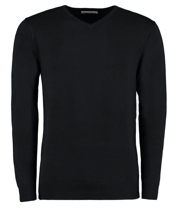 Kustom Kit Arundel V-neck Sweater Long Sleeve (classic Fit) - Black