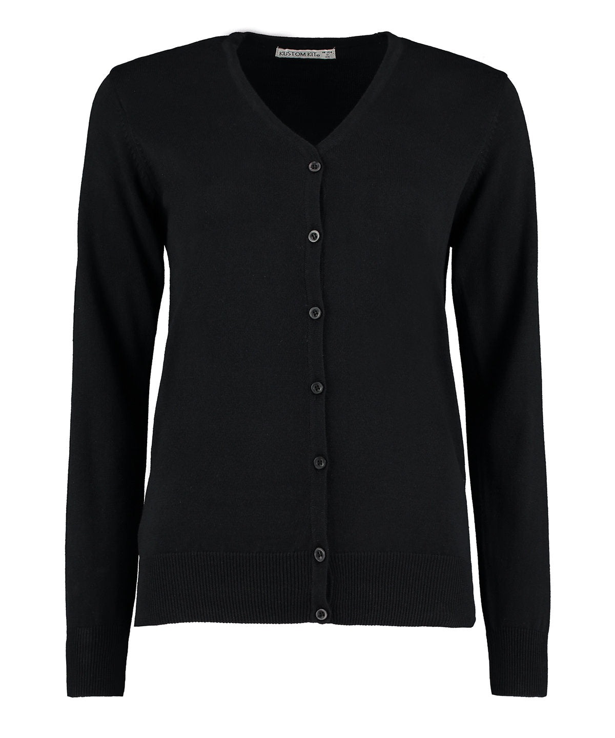 Kustom Kit Women's Arundel V-neck Cardigan Long Sleeve (classic Fit) - Black