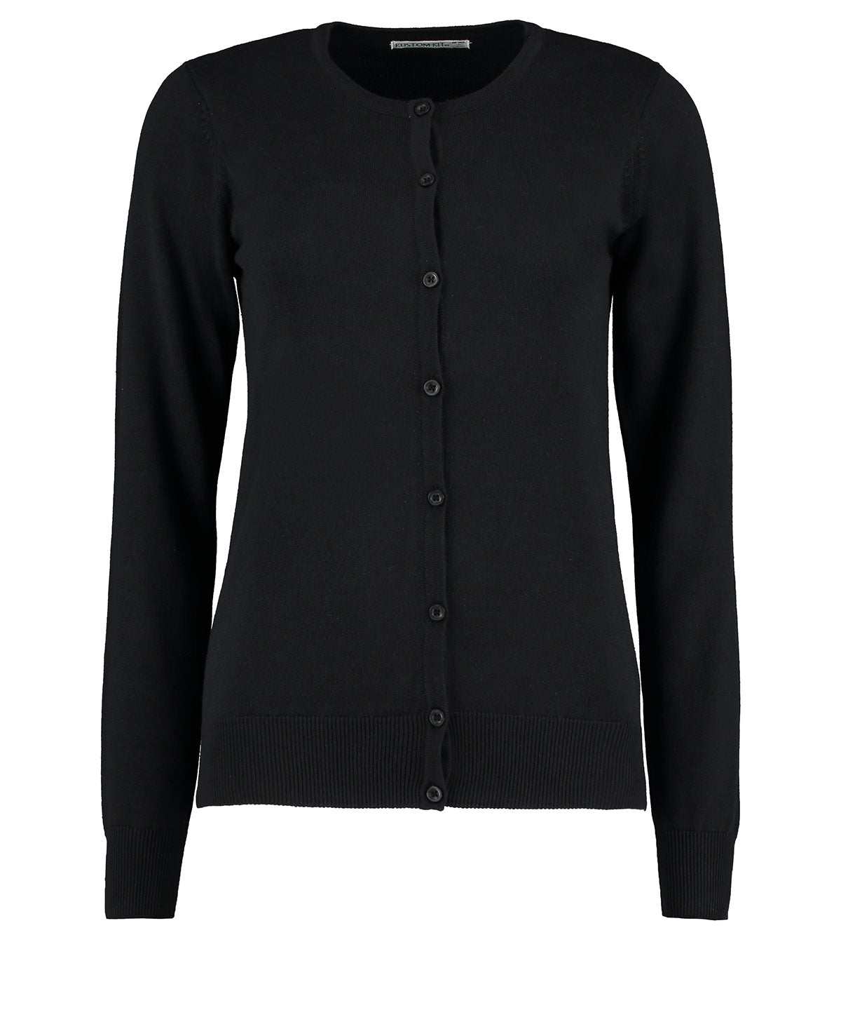 Kustom Kit Women's Arundel Crew Neck Cardigan Long Sleeve (classic Fit) - Black