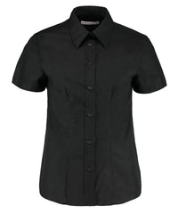 Kustom Kit Women's Workplace Oxford Blouse Short-sleeved (tailored Fit) - Black