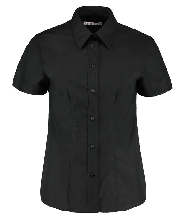 Kustom Kit Women's Workplace Oxford Blouse Short-sleeved (tailored Fit) - Black