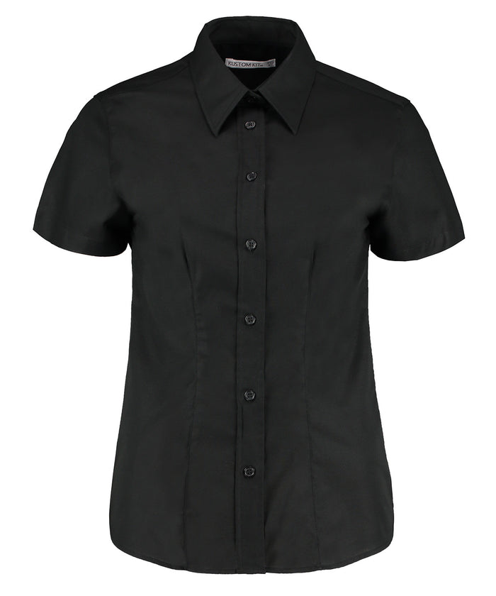 Kustom Kit Women's Workplace Oxford Blouse Short-sleeved (tailored Fit) - Black