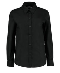 Kustom Kit Women's Workplace Oxford Blouse Long-sleeved (tailored Fit) - Black