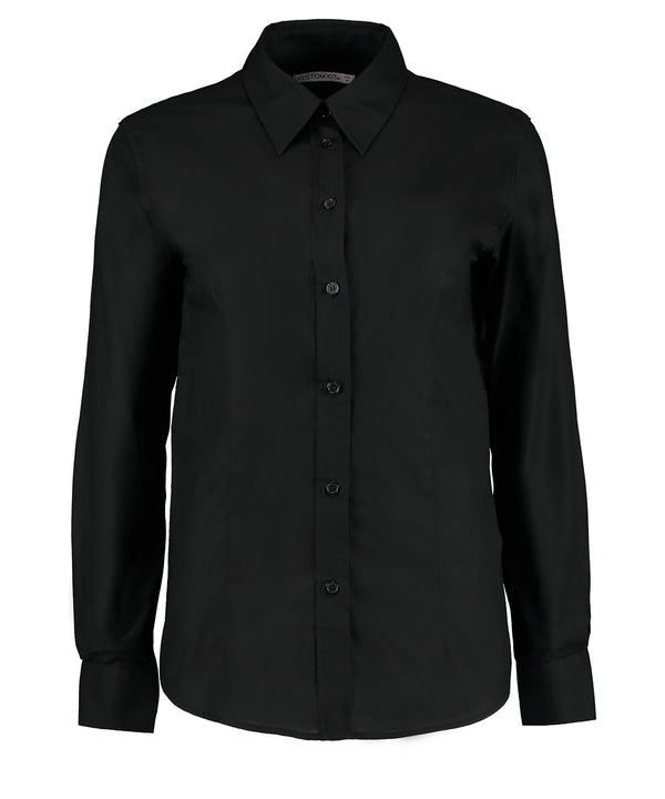 Kustom Kit Women's Workplace Oxford Blouse Long-sleeved (tailored Fit) - Black