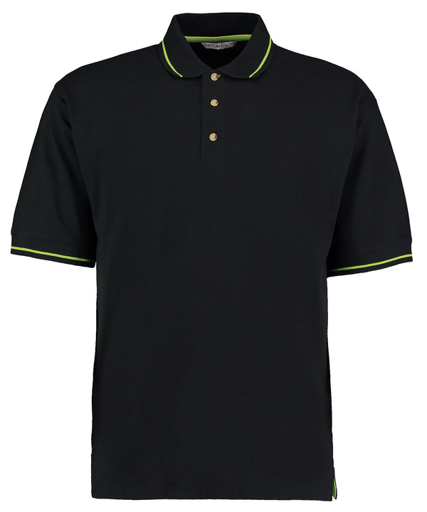Kustom Kit St Mellion Polo (classic Fit) - Black/Lime