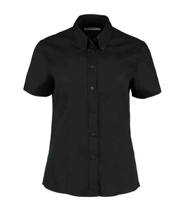 Kustom Kit Women's Corporate Oxford Blouse Short-sleeved (tailored Fit) - Black*