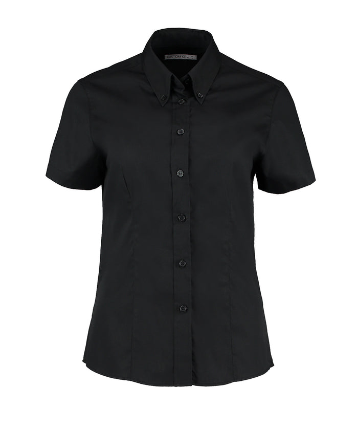 Kustom Kit Women's Corporate Oxford Blouse Short-sleeved (tailored Fit) - Black*