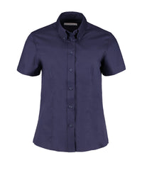 Kustom Kit Women's Corporate Oxford Blouse Short-sleeved (tailored Fit) - Midnight Navy