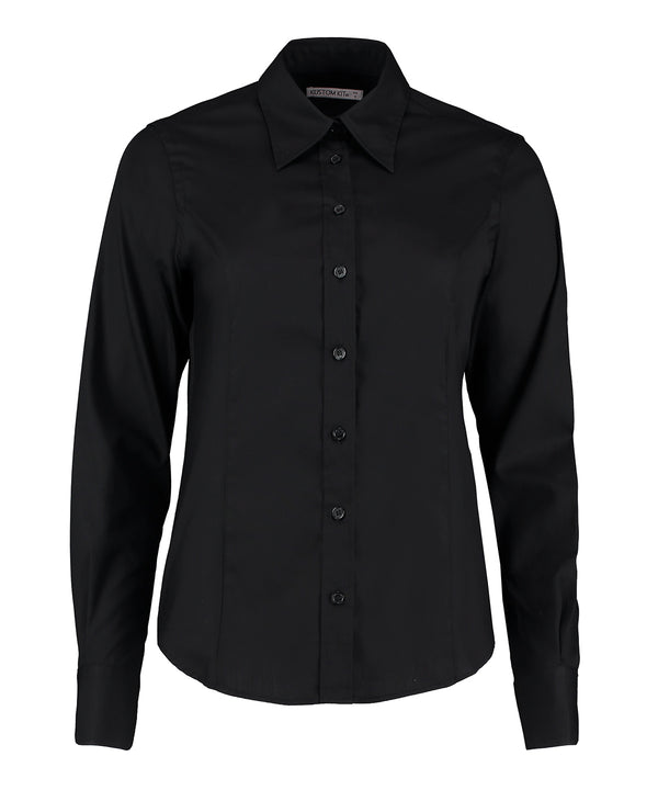 Kustom Kit Women's Corporate Oxford Blouse Long-sleeved (tailored Fit) - Black*