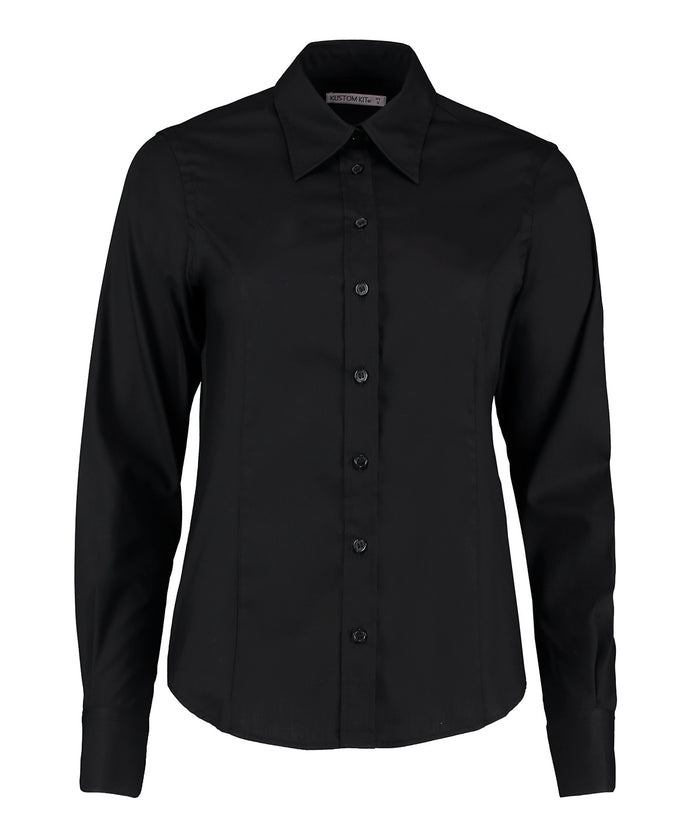 Kustom Kit Women's Corporate Oxford Blouse Long-sleeved (tailored Fit) - Black*