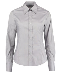Kustom Kit Women's Corporate Oxford Blouse Long-sleeved (tailored Fit) - Silver Grey