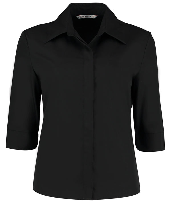 Kustom Kit Contiental ¾ Sleeve Blouse Womens - Black